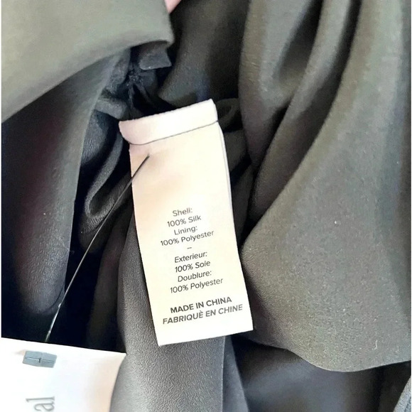 Cinq a Sept Nanon Silk Ruched Black Floral Ruffle Midi Sheath Dress Size 4 - Picture 16 of 16